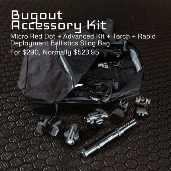 Bugout Accessory Kit Micro red dot + advanced Kot + Torch + Rapid Deployment Ballistic Sling Bag